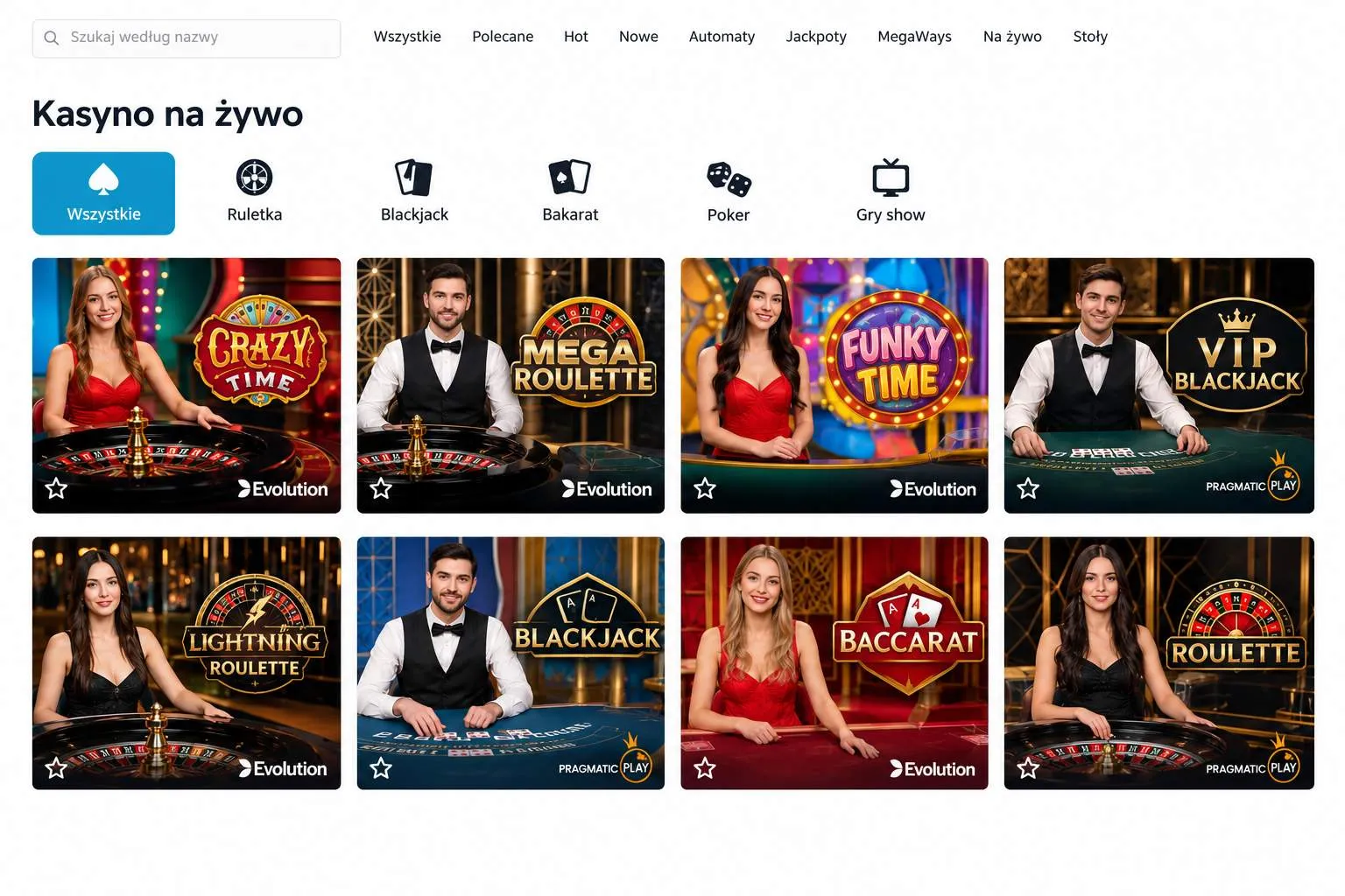 Stoły z krupierami i teleturnieje w Spinlander