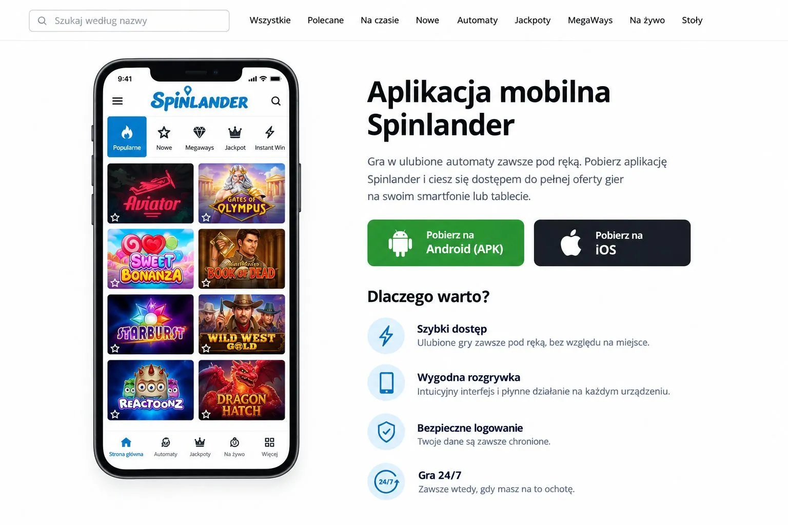 Spinlander na smartfonie – aplikacja iOS i plik APK